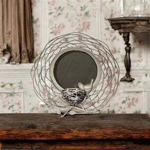 Silver Bird Nest Wall Mirror